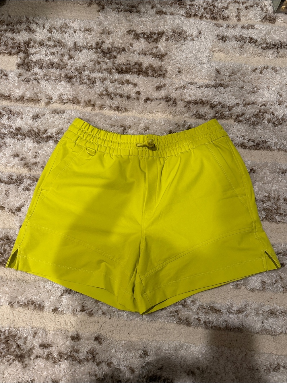 Women's Bright Neon Yellow Athletic Shorts with Drawcord Waist